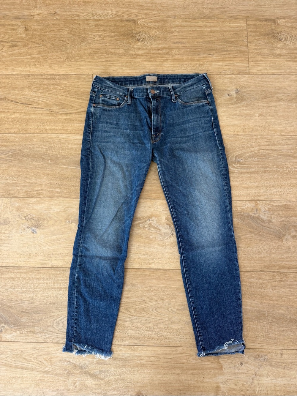 MOTHER Dark Blue Ankle Crop Slim Jeans